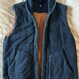 Alex Mill Navy and Rust Quilted Vest